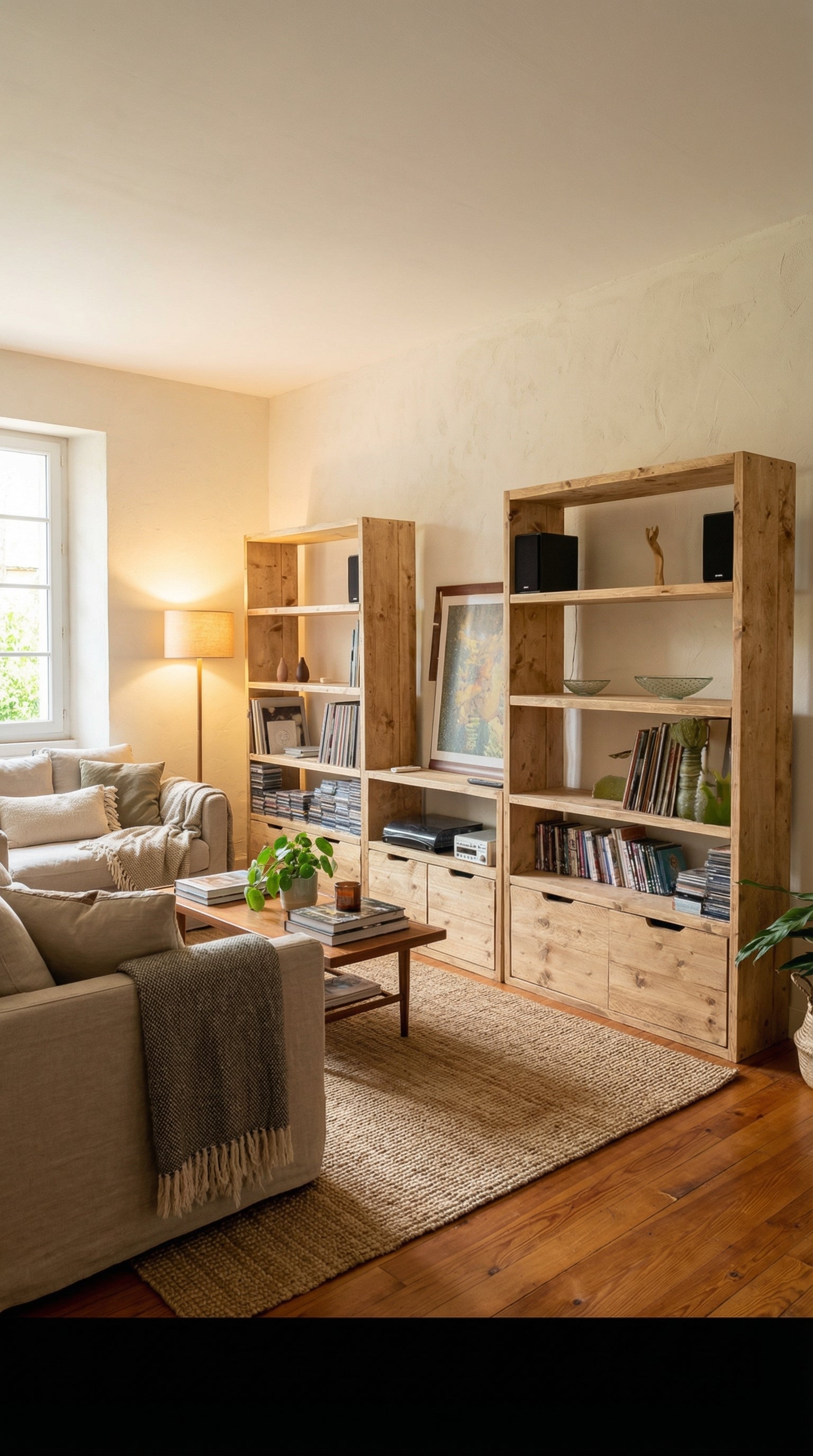 Reclaimed Wood Bookcase & Shelving Units with TV Stand and Doors - Rustic Entertainment Center