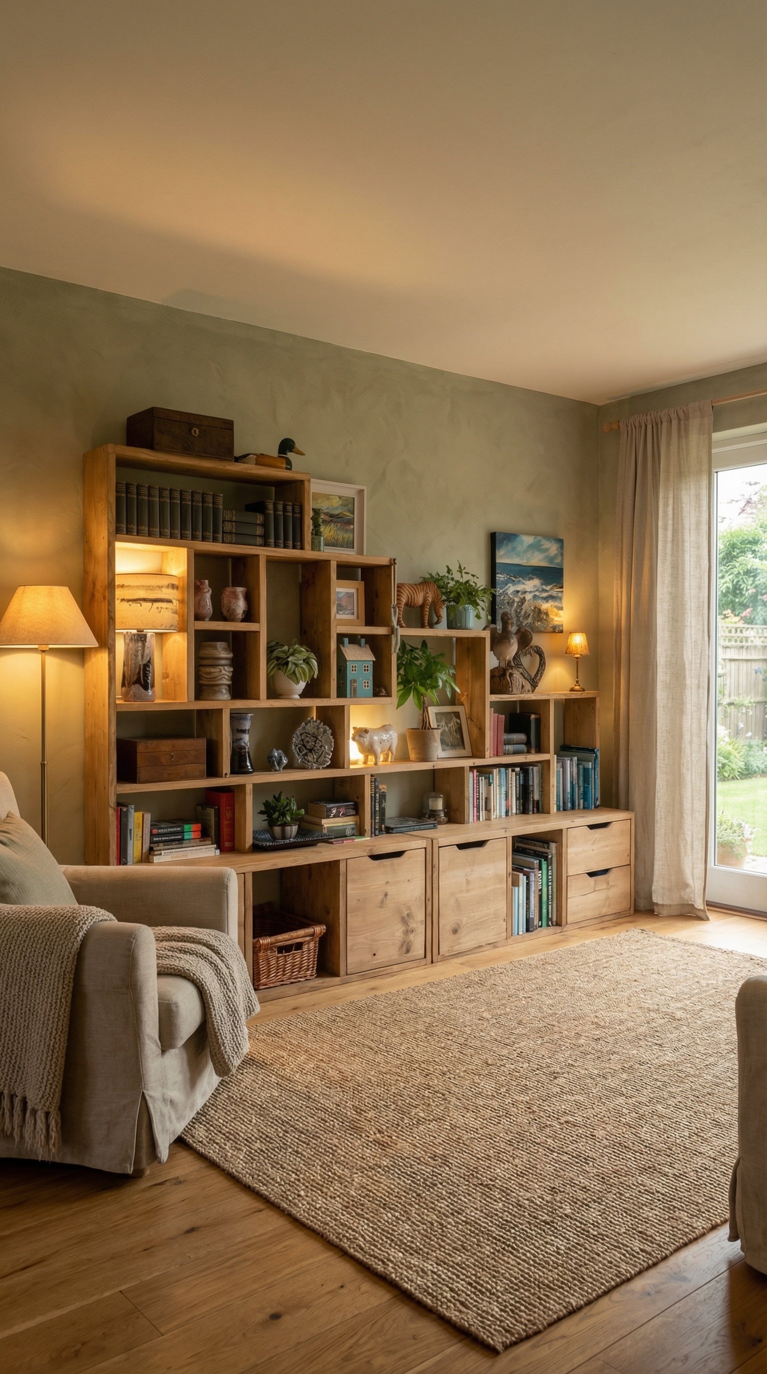 Large Reclaimed Wood Bookcase & Shelving Units Set - Rustic Storage Furniture - Vintage style bookcase set- slope