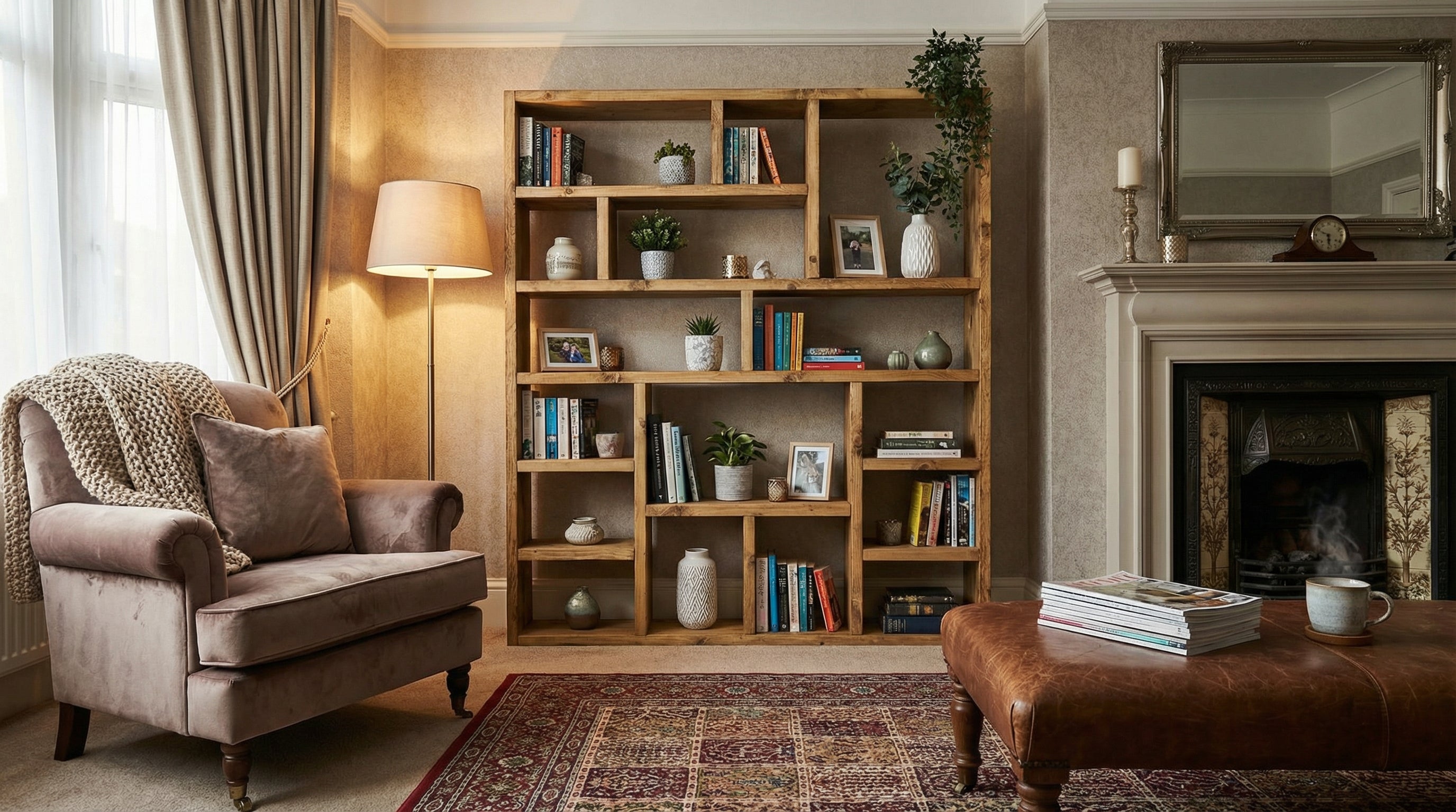 Reclaimed Wood Bookcase | Rustic Scaffold Shelving Unit | Custom Handmade Timber Bookshelf | Industrial Style Storage Solution - OG