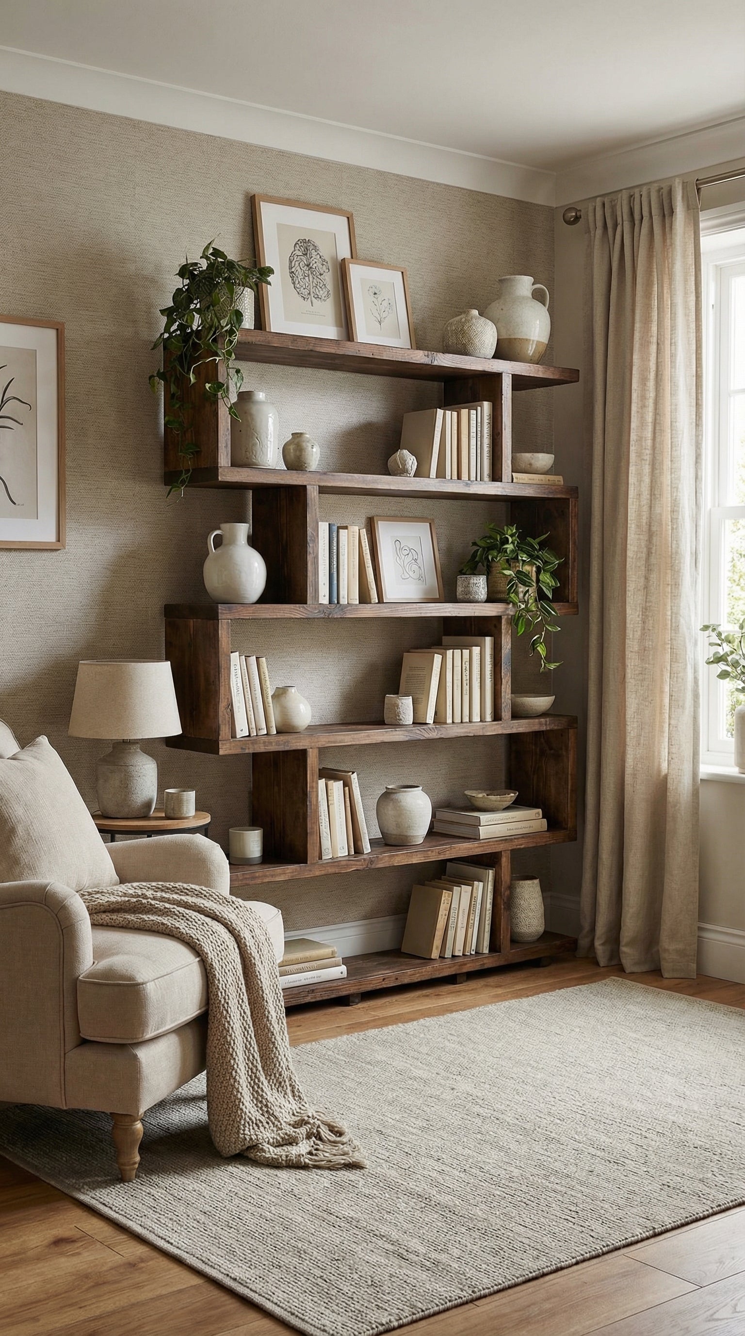 Zigzag Reclaimed Wood Bookcase & Shelving Unit - Rustic Scaffold Furniture, Customizable Storage Solution - zigzag