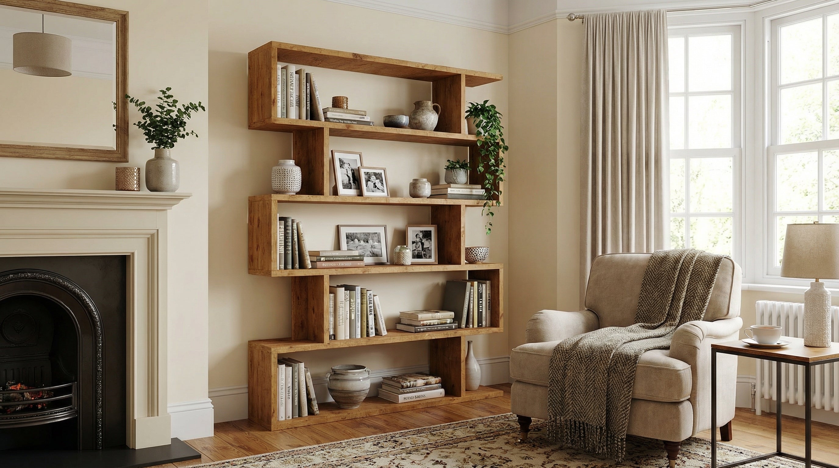 Zigzag Reclaimed Wood Bookcase & Shelving Unit - Rustic Scaffold Furniture, Customizable Storage Solution - zigzag