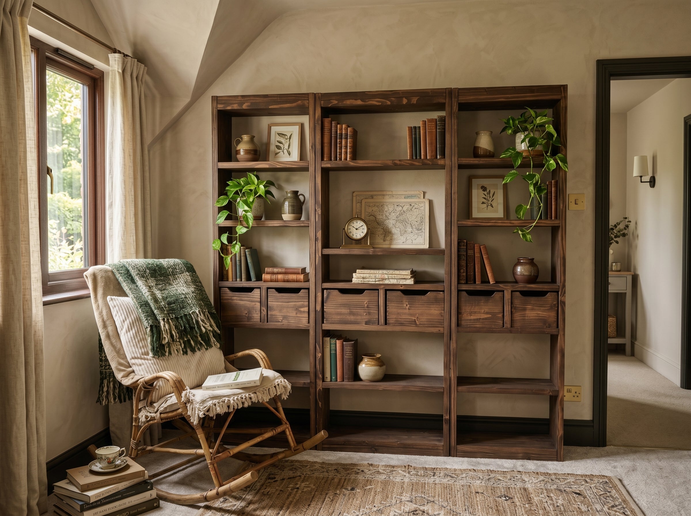 Reclaimed Wood Bookcase & Shelving Units Room Divider - Rustic Open Shelving Storage - roomdivider
