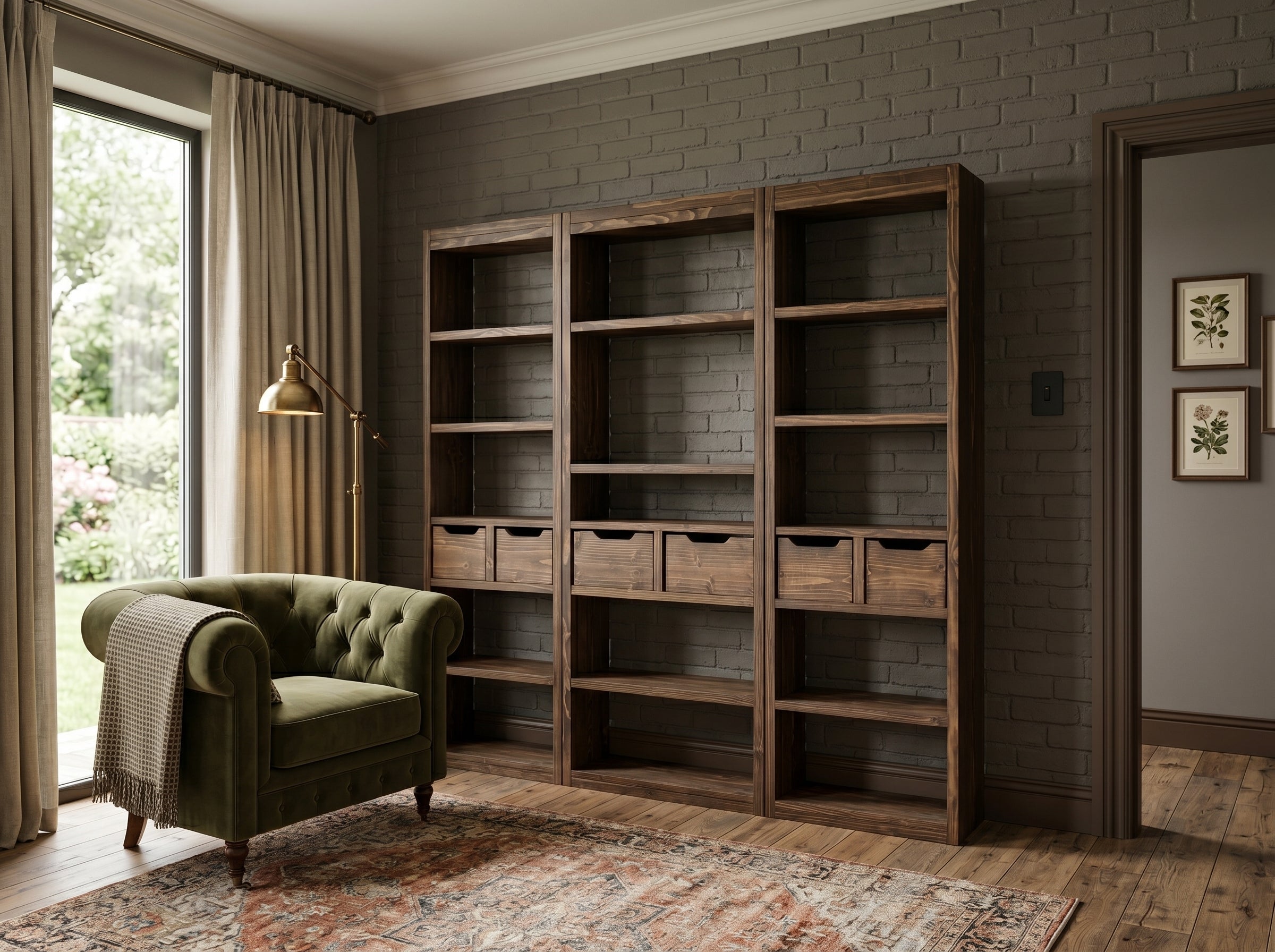 Reclaimed Wood Bookcase & Shelving Units Room Divider - Rustic Open Shelving Storage - roomdivider