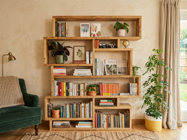 Reclaimed Wood Bookcase - Rustic Shelving Unit | Scaffold Timber Furniture | Storage - Boxes