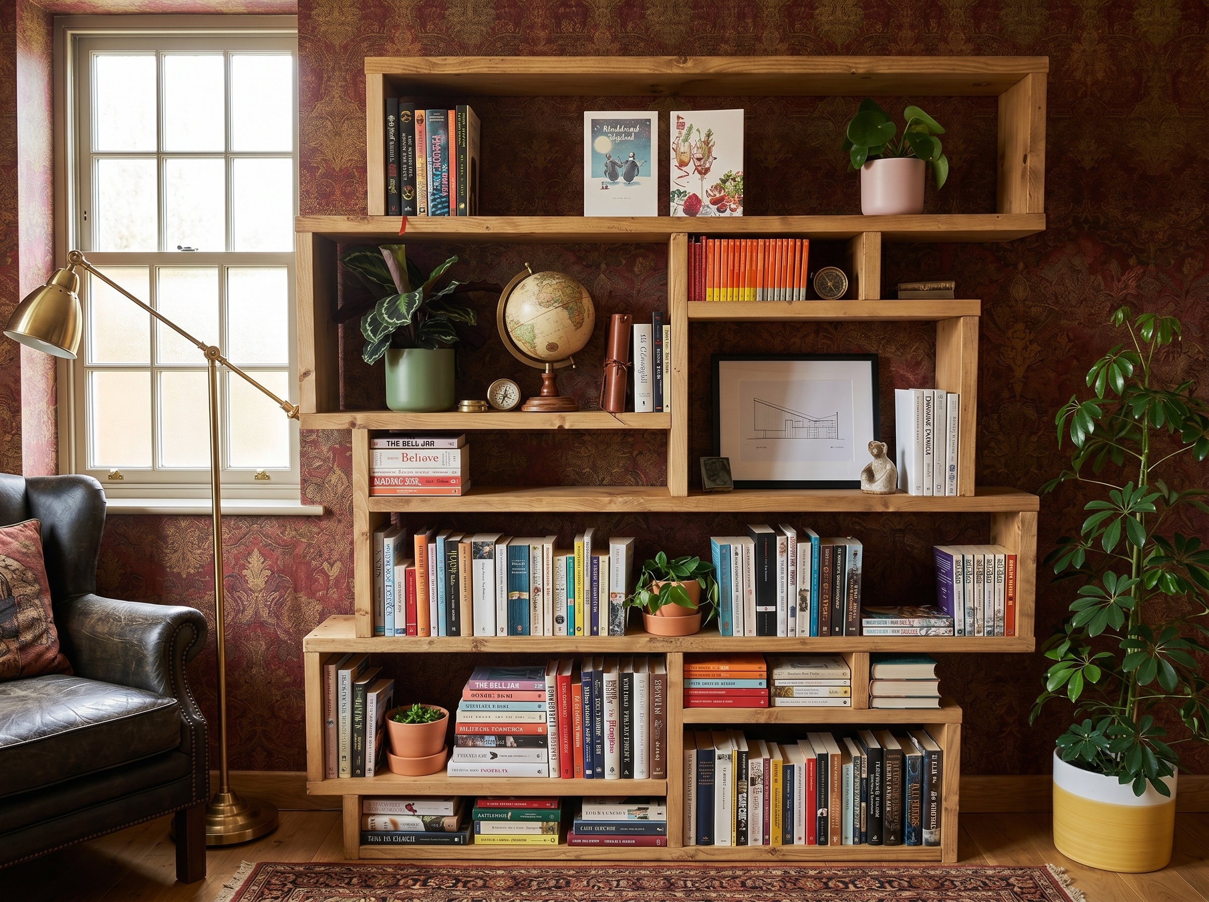 Reclaimed Wood Bookcase - Rustic Shelving Unit | Scaffold Timber Furniture | Storage - Boxes