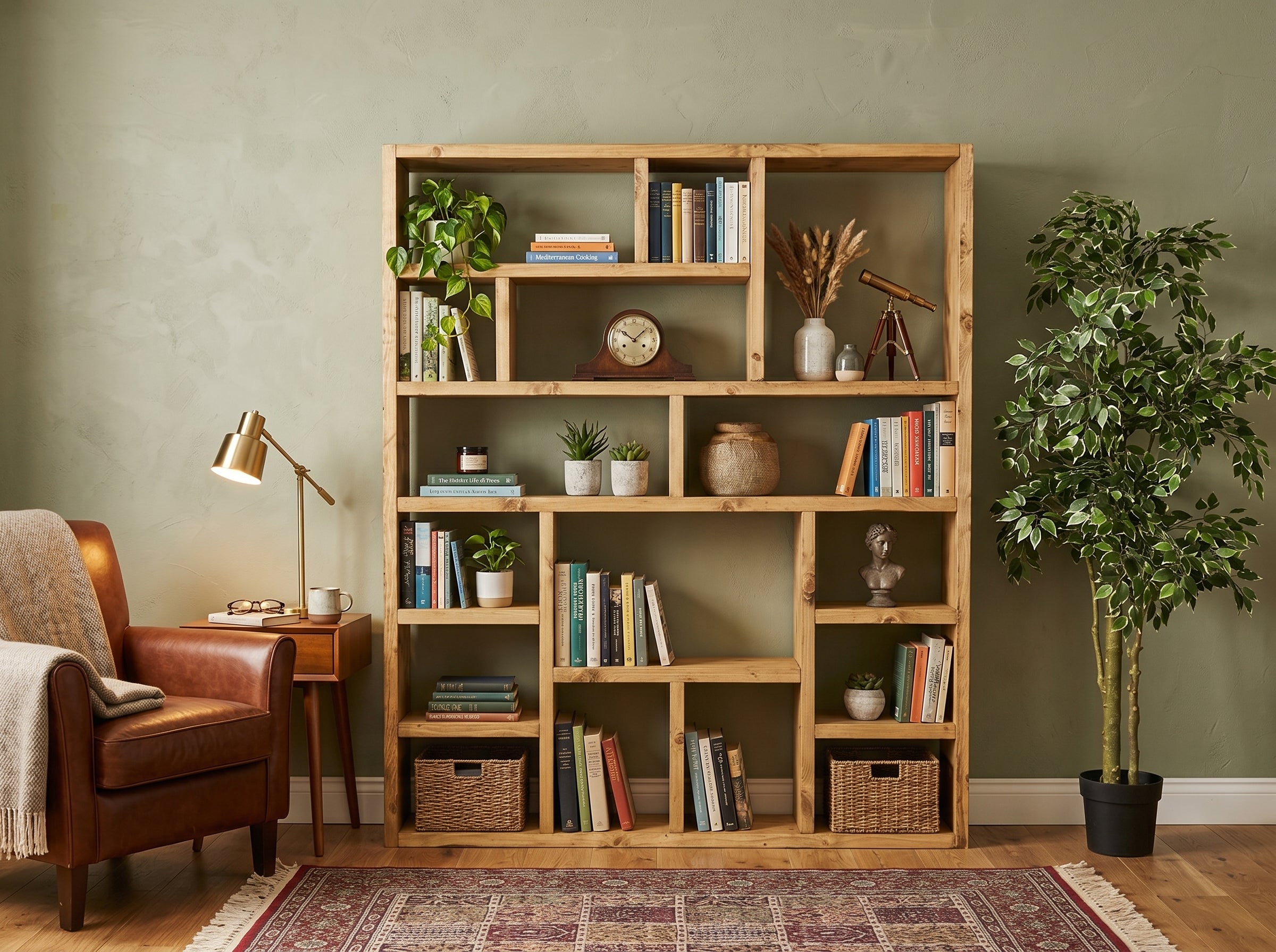 Reclaimed Wood Bookcase | Rustic Scaffold Shelving Unit | Custom Handmade Timber Bookshelf | Industrial Style Storage Solution - OG