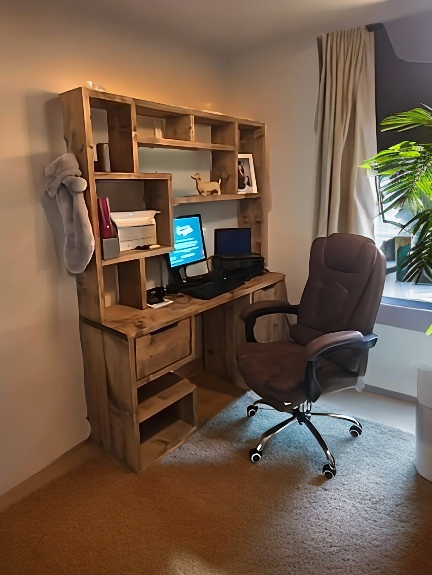 Reclaimed Wood Bookcase & Shelving Units Desk - Rustic Open Shelving Storage - deskbc