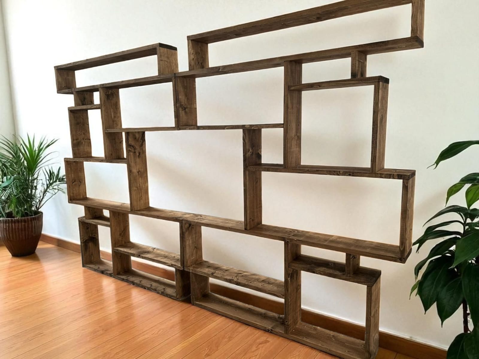 Reclaimed Wood Bookcase - Rustic Shelving Unit | Scaffold Timber Furniture | Storage - Boxes dual tv