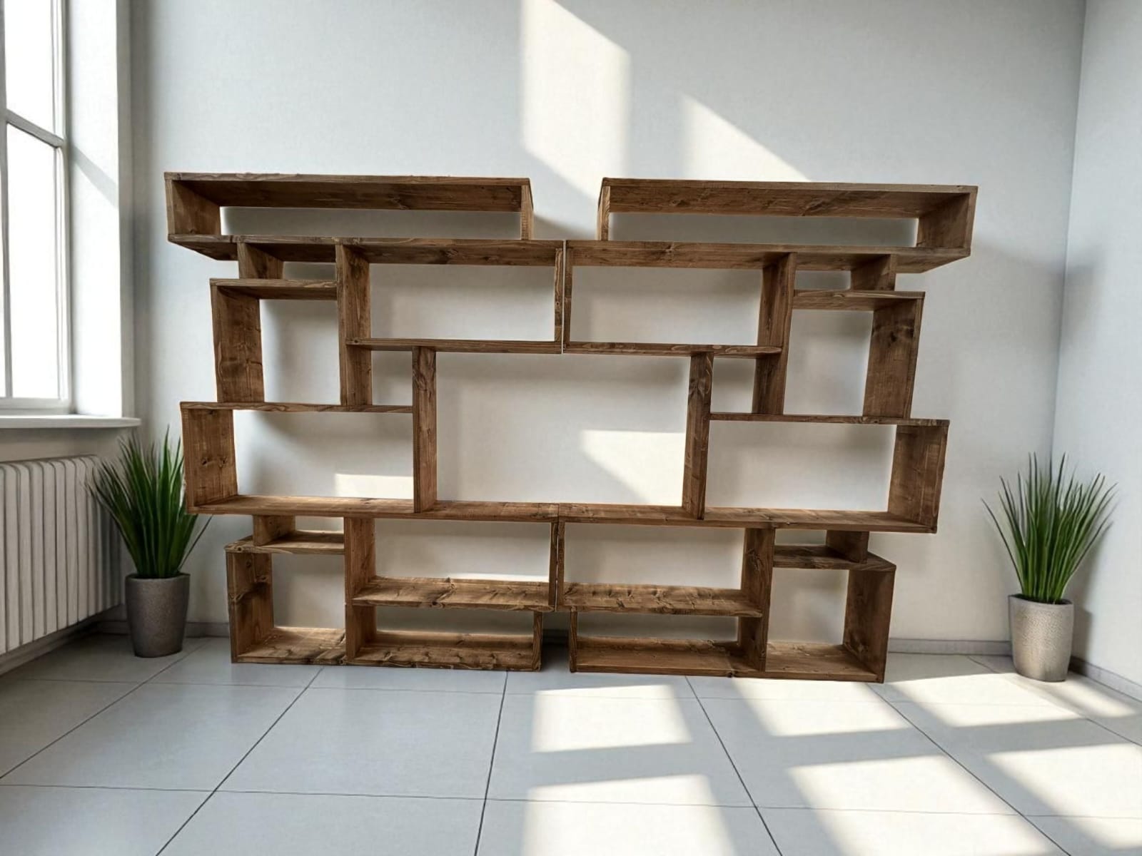 Reclaimed Wood Bookcase - Rustic Shelving Unit | Scaffold Timber Furniture | Storage - Boxes dual tv