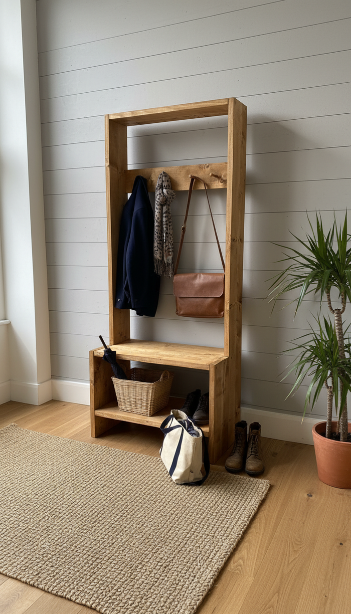 Reclaimed Wood Entryway Hallway Storage Unit Coat Rack- entrywaycoat