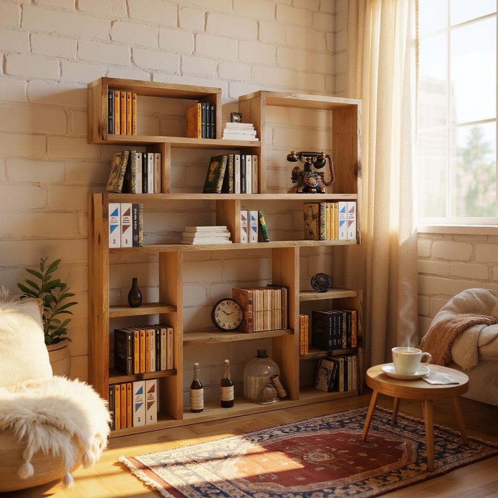 Custom Reclaimed Wood Bookcase | Rustic Scaffold Shelving Unit | Handmade Solid Timber Storage | Unique Industrial Style Book Shelf - gaps