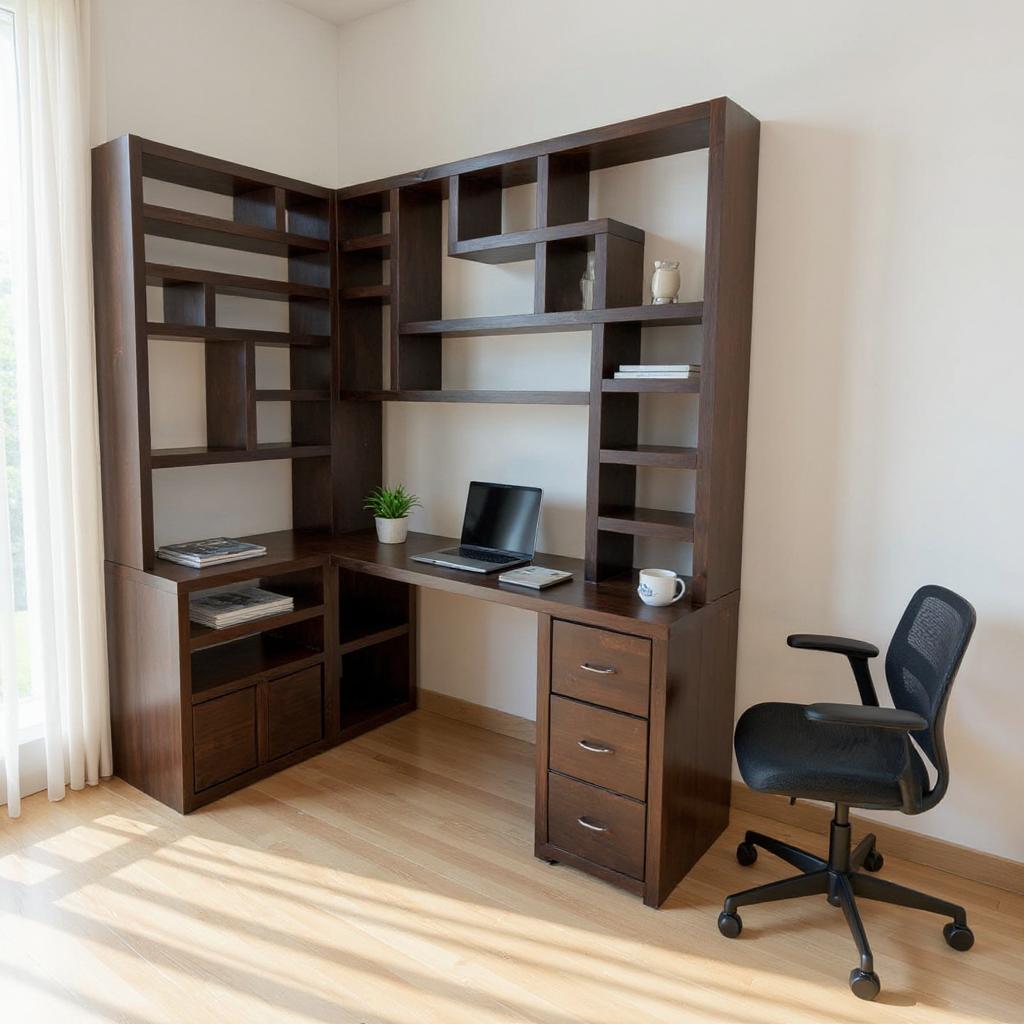 Reclaimed Wood Bookcase & Shelving Units Desk - Rustic Open Shelving Storage - cornerdeskbc