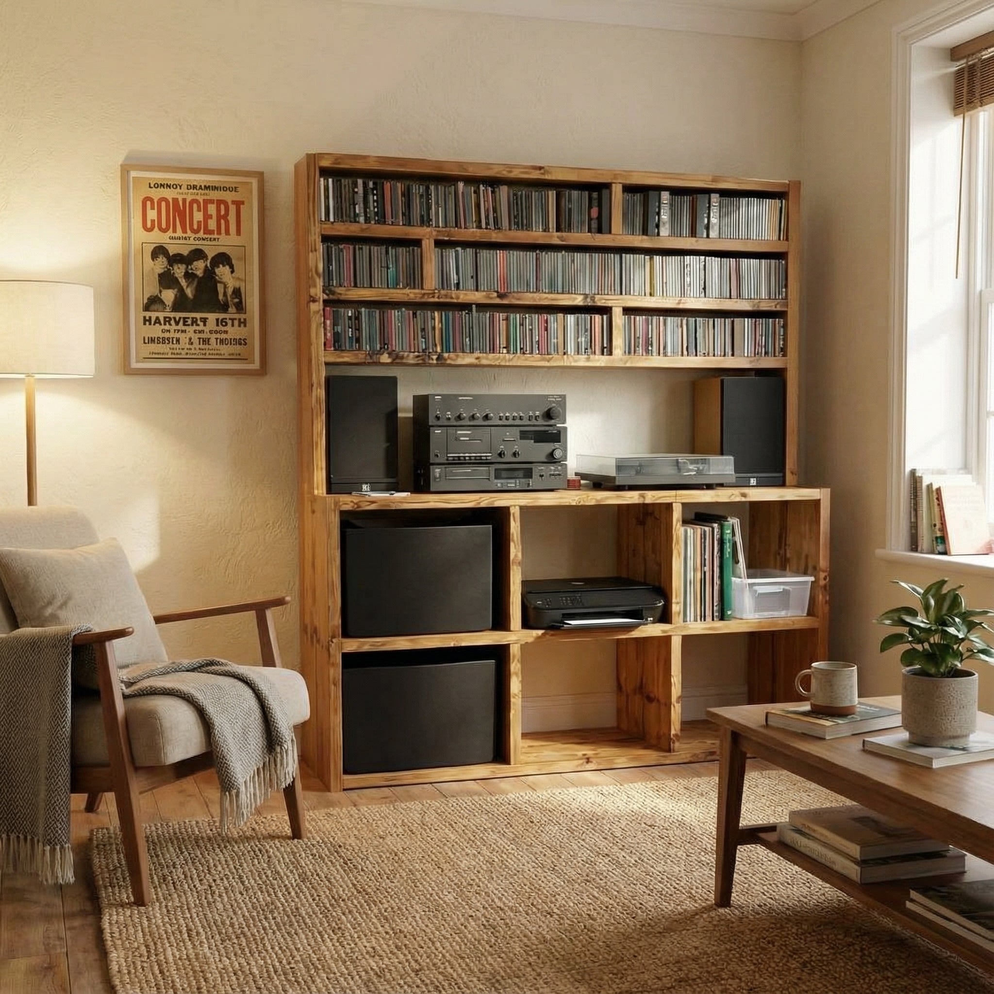Reclaimed Wood Hifi records unit - hifi cd storage