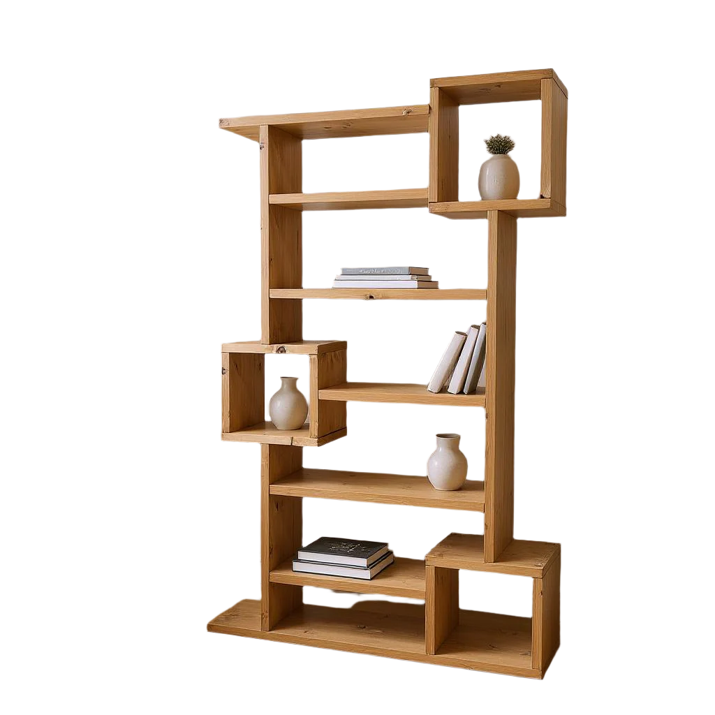 Reclaimed Wood Bookcase with 3 Cubes - Rustic Shelving Unit | Scaffold Timber Storage Furniture | Sustainable Design - 3cube