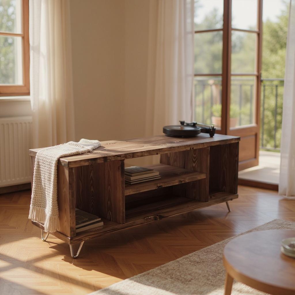 Eco-Friendly Reclaimed Wood TV/Media Console - Space-Saving Design | Handcrafted Entertainment Center