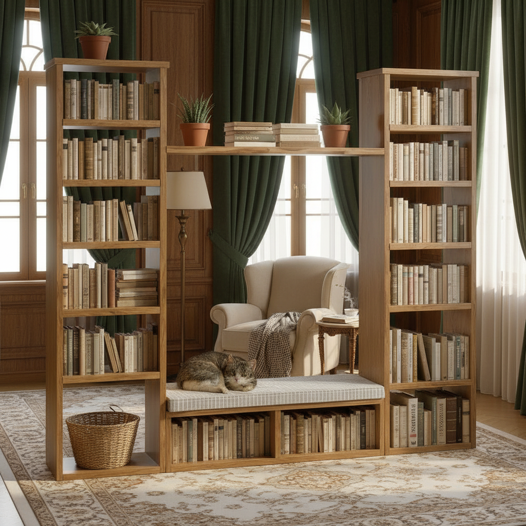 Reclaimed Wood Bookcase / Shelving Units reading nook  - readingnook