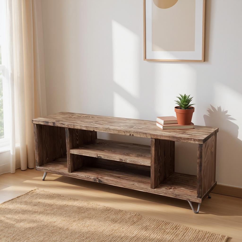 Eco-Friendly Reclaimed Wood TV/Media Console - Space-Saving Design | Handcrafted Entertainment Center