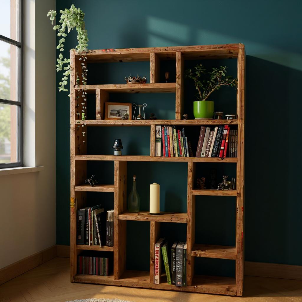 Reclaimed Wood Bookcase - Rustic Shelving Unit | Handmade Bookshelf | Storage Solution - OG