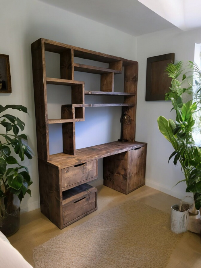Reclaimed Wood Bookcase & Shelving Units Desk - Rustic Open Shelving S