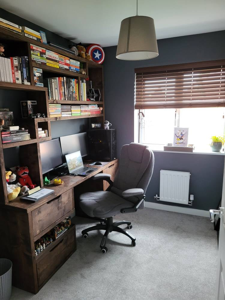 Reclaimed Wood Bookcase & Shelving Units Desk - Rustic Open Shelving Storage - deskbc