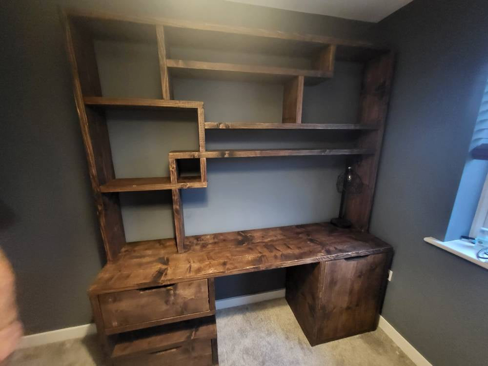 Reclaimed Wood Bookcase & Shelving Units Desk - Rustic Open Shelving Storage - deskbc