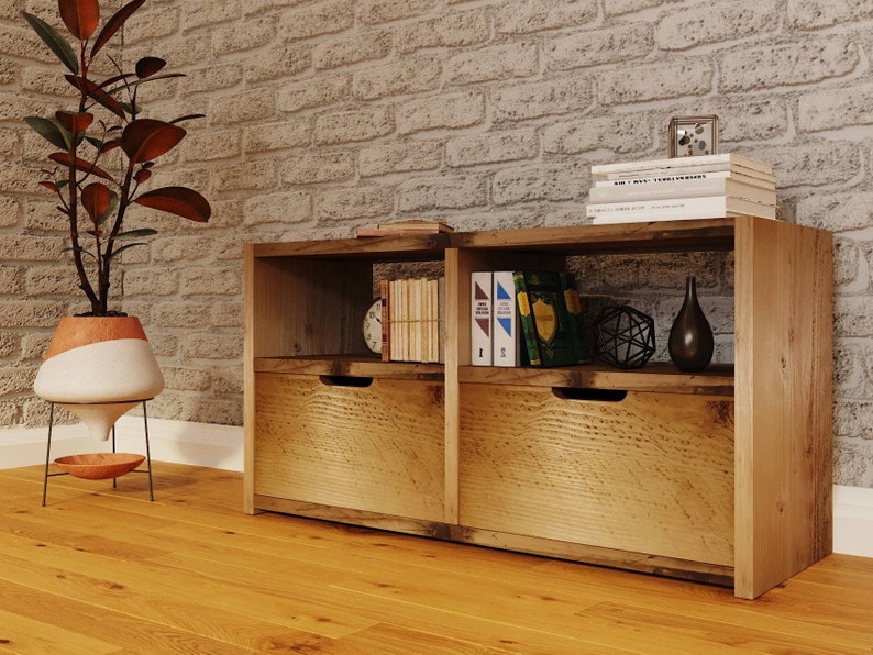 Reclaimed Wood TV/Media Unit with Drawers - Rustic Entertainment Center and Storage Cabinet - Vintage TV unit