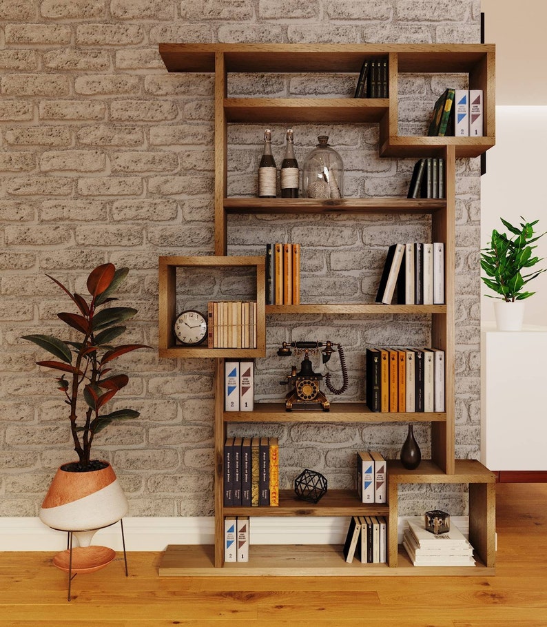 Reclaimed Wood Bookcase with 3 Cubes - Rustic Shelving Unit | Scaffold Timber Storage Furniture | Sustainable Design - 3cube