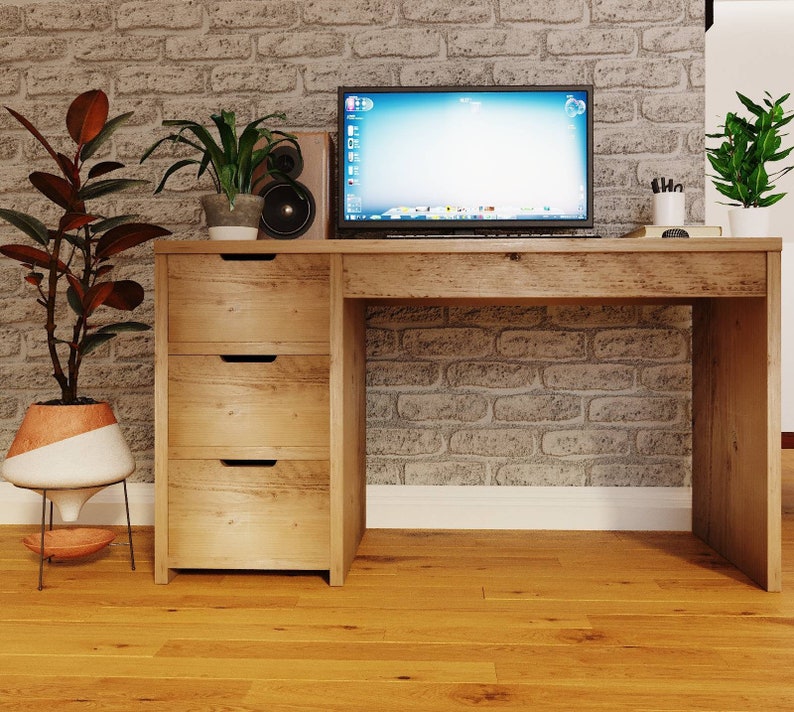 Rustic Desk Unit with Drawers - Reclaimed Wood for Eco-Friendly Workspace Storage - deskdraw