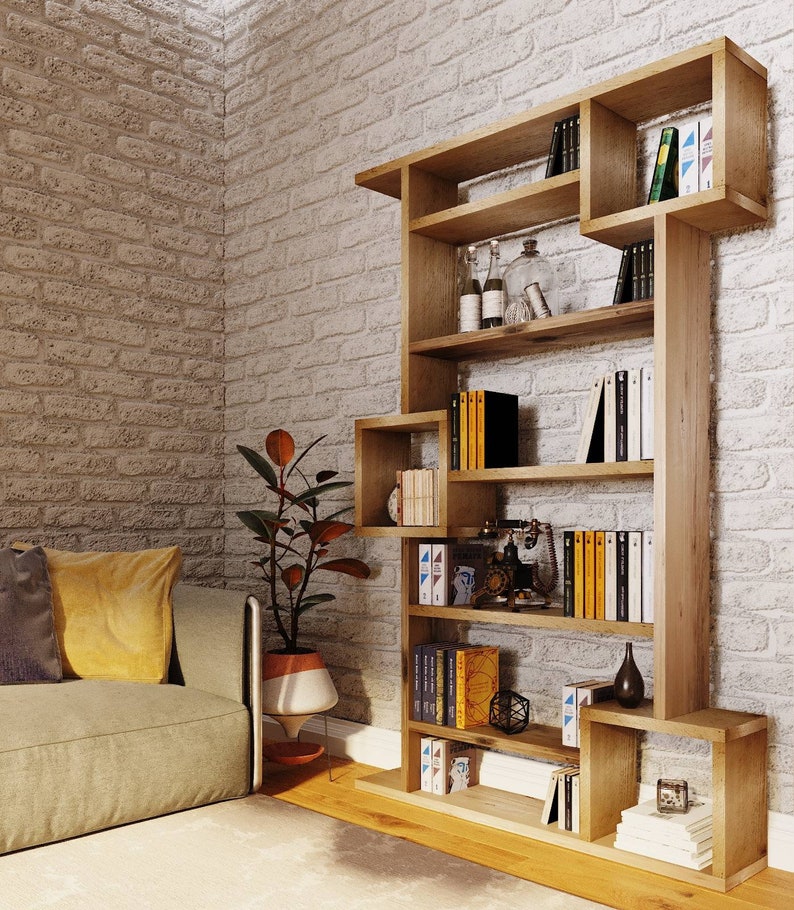 Reclaimed Wood Bookcase with 3 Cubes - Rustic Shelving Unit | Scaffold Timber Storage Furniture | Sustainable Design - 3cube