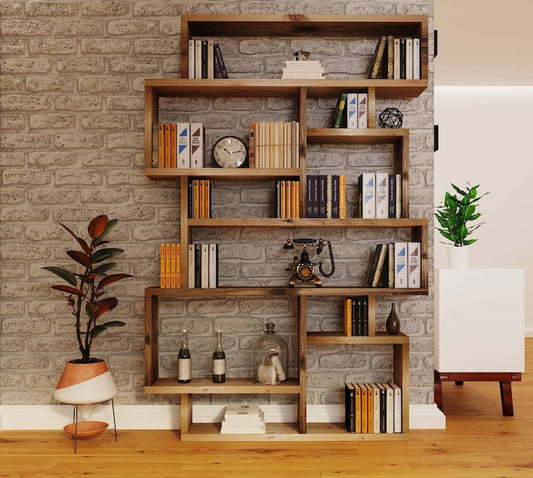 Reclaimed Wood Bookcase - Rustic Shelving Unit | Scaffold Timber Furniture | Storage-  Boxes