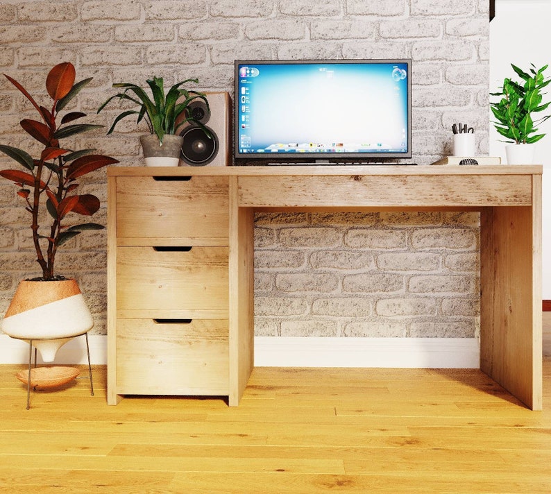 Rustic Desk Unit with Drawers - Reclaimed Wood for Eco-Friendly Workspace Storage - deskdraw