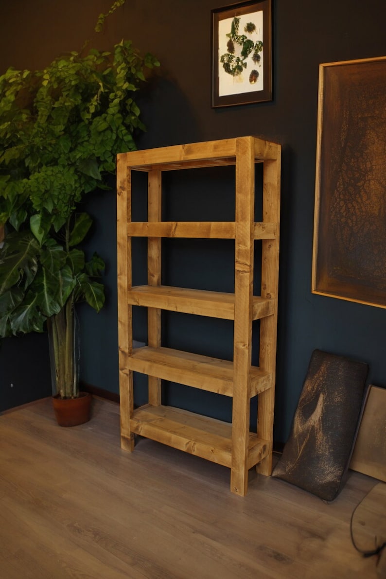 Urban Scaffold Wood Bookshelf - Sleek Open-Concept Storage | Contemporary Rustic Elegance