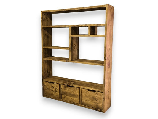 Reclaimed Wood Bookcase | Rustic Scaffold Shelving Unit | Custom 3D Open Design | Unique Custom Sizes- 3dopen