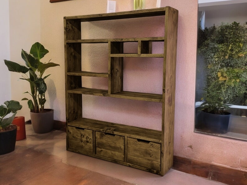 Reclaimed Wood Bookcase | Rustic Scaffold Shelving Unit | Custom 3D Open Design | Unique Custom Sizes- 3dopen