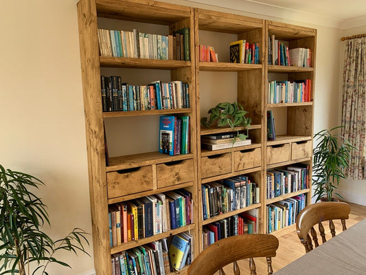 Reclaimed Wood Bookcase & Shelving Units Room Divider - Rustic Open Shelving Storage - roomdivider