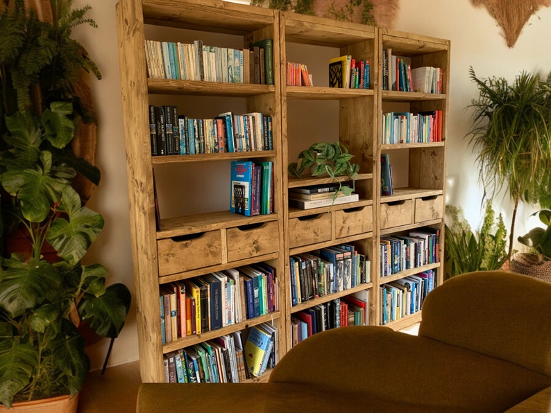 Reclaimed Wood Bookcase & Shelving Units Room Divider - Rustic Open Shelving Storage - roomdivider