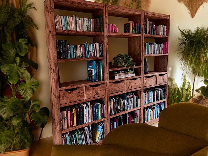 Reclaimed Wood Bookcase & Shelving Units Room Divider - Rustic Open Sh ...