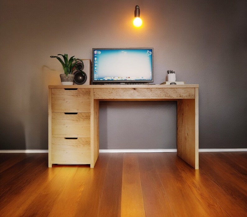 Rustic Desk Unit with Drawers - Reclaimed Wood for Eco-Friendly Workspace Storage - deskdraw