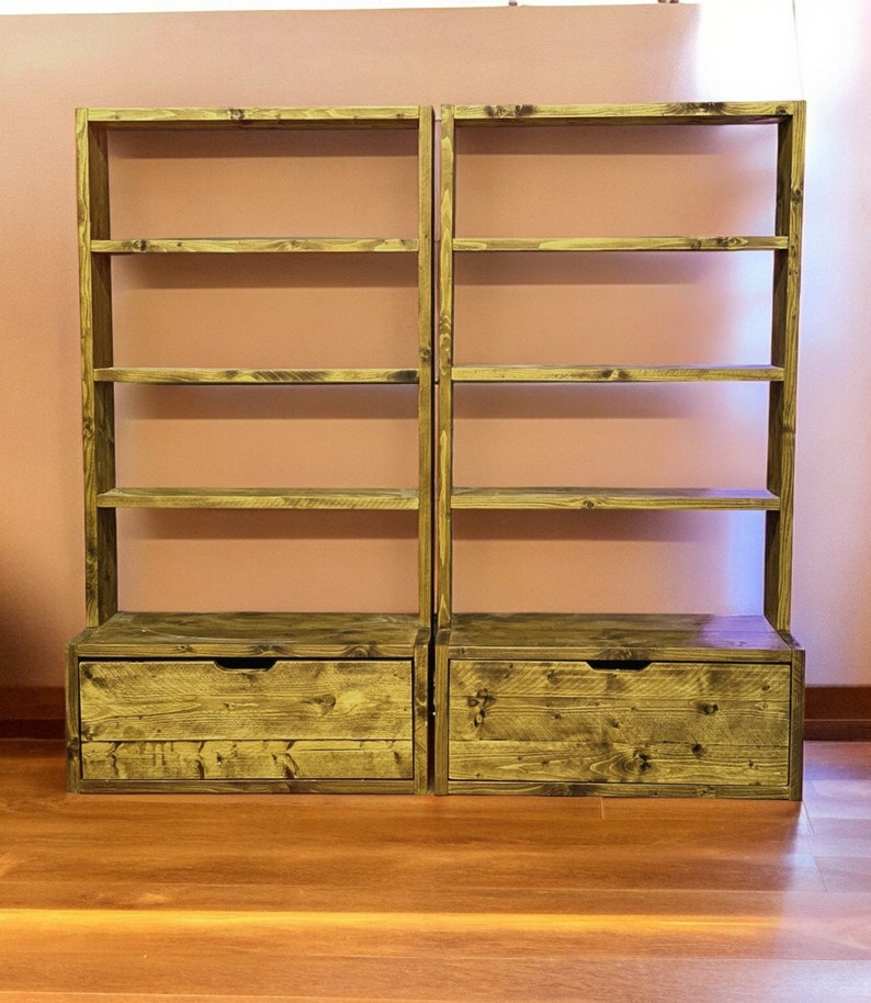 Narrow Reclaimed Wood Bookcase & Shelving Unit - Rustic Scaffold Furniture, Vertical wood bookcase - narrow