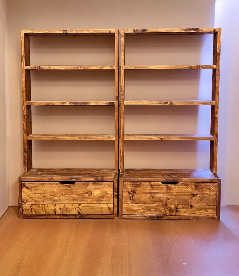 Narrow Reclaimed Wood Bookcase & Shelving Unit - Rustic Scaffold Furniture, Vertical wood bookcase - narrow