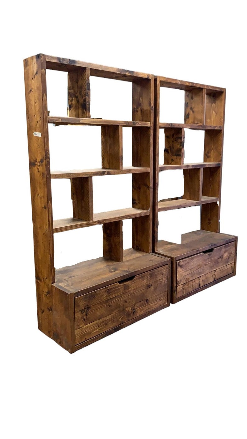 Narrow Reclaimed Wood Bookcase & Shelving Unit - Rustic Scaffold Furniture, Vertical wood bookcase - narrow