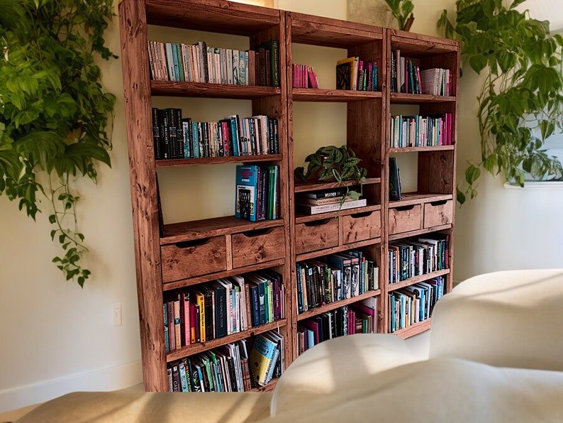 Reclaimed Wood Bookcase & Shelving Units Room Divider - Rustic Open Shelving Storage - roomdivider