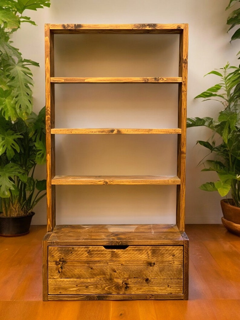 Narrow Reclaimed Wood Bookcase & Shelving Unit - Rustic Scaffold Furniture, Vertical wood bookcase - narrow