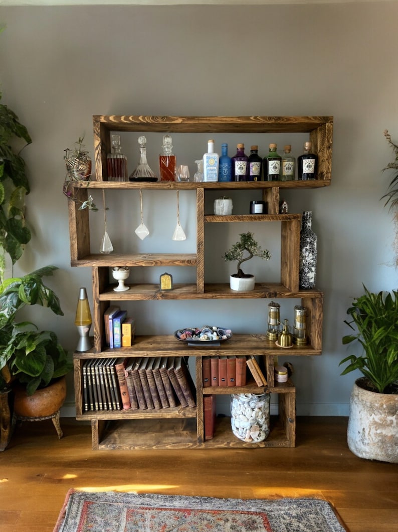 Reclaimed Wood Bookcase - Rustic Shelving Unit | Scaffold Timber Furniture | Storage-  Boxes