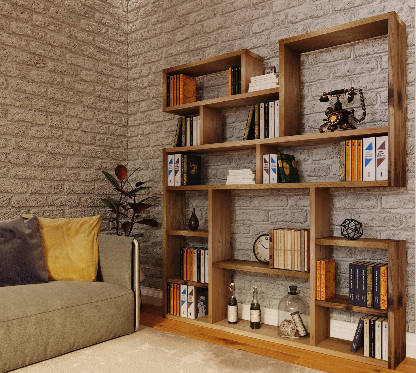 Custom Reclaimed Wood Bookcase | Rustic Scaffold Shelving Unit | Handm ...