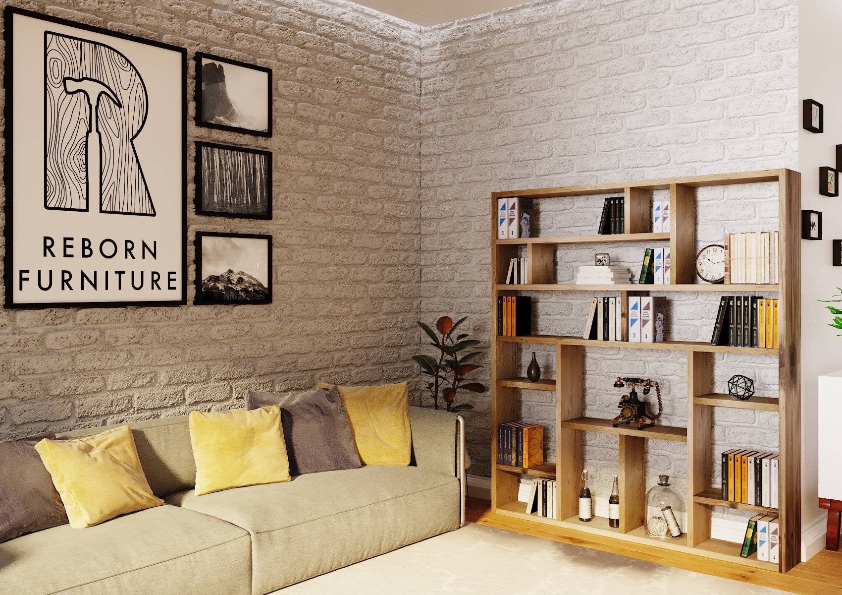 Reclaimed Wood Bookcase - Rustic Shelving Unit | Handmade Bookshelf | Storage Solution - OG