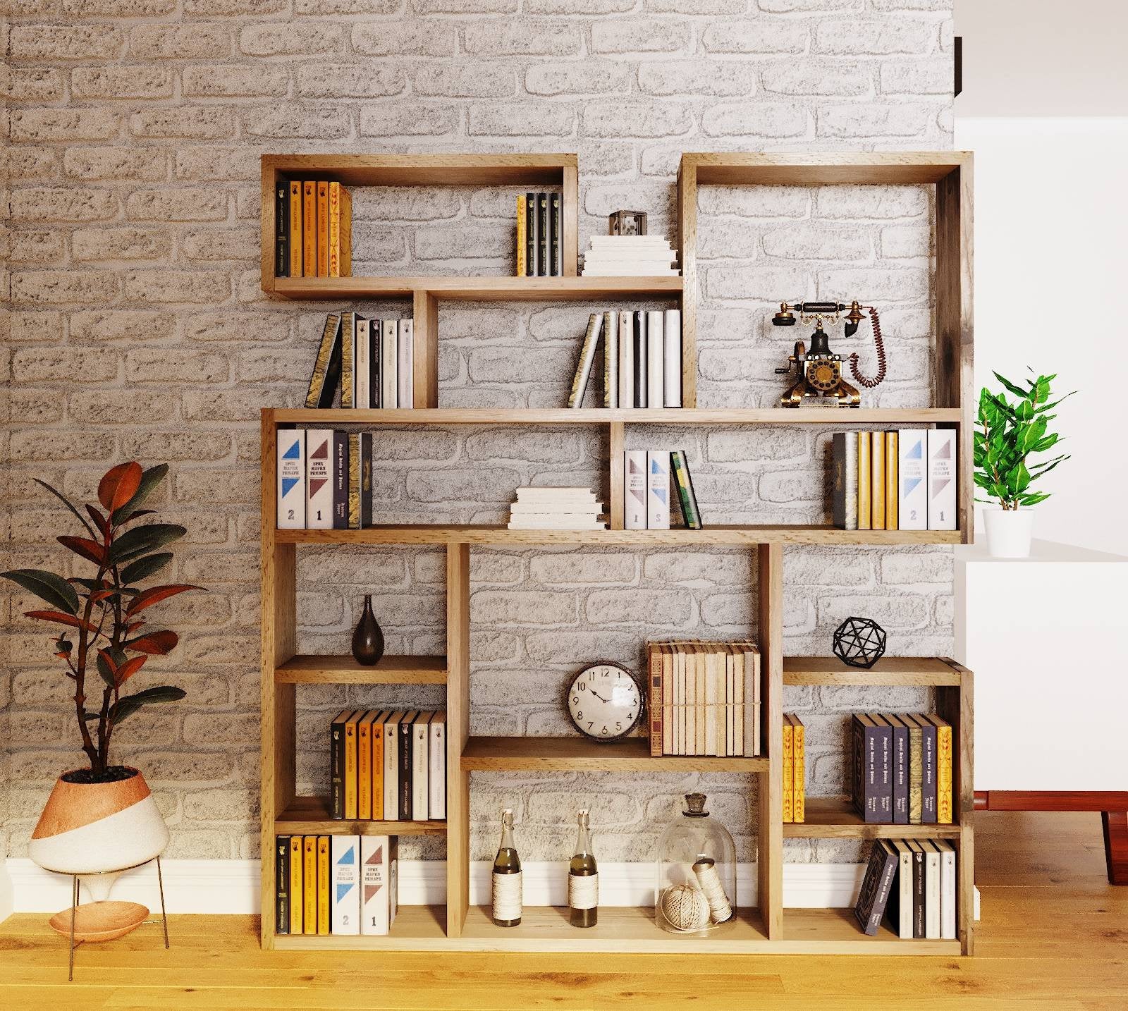 Custom Reclaimed Wood Bookcase | Rustic Scaffold Shelving Unit | Handmade Solid Timber Storage | Unique Industrial Style Book Shelf - gaps
