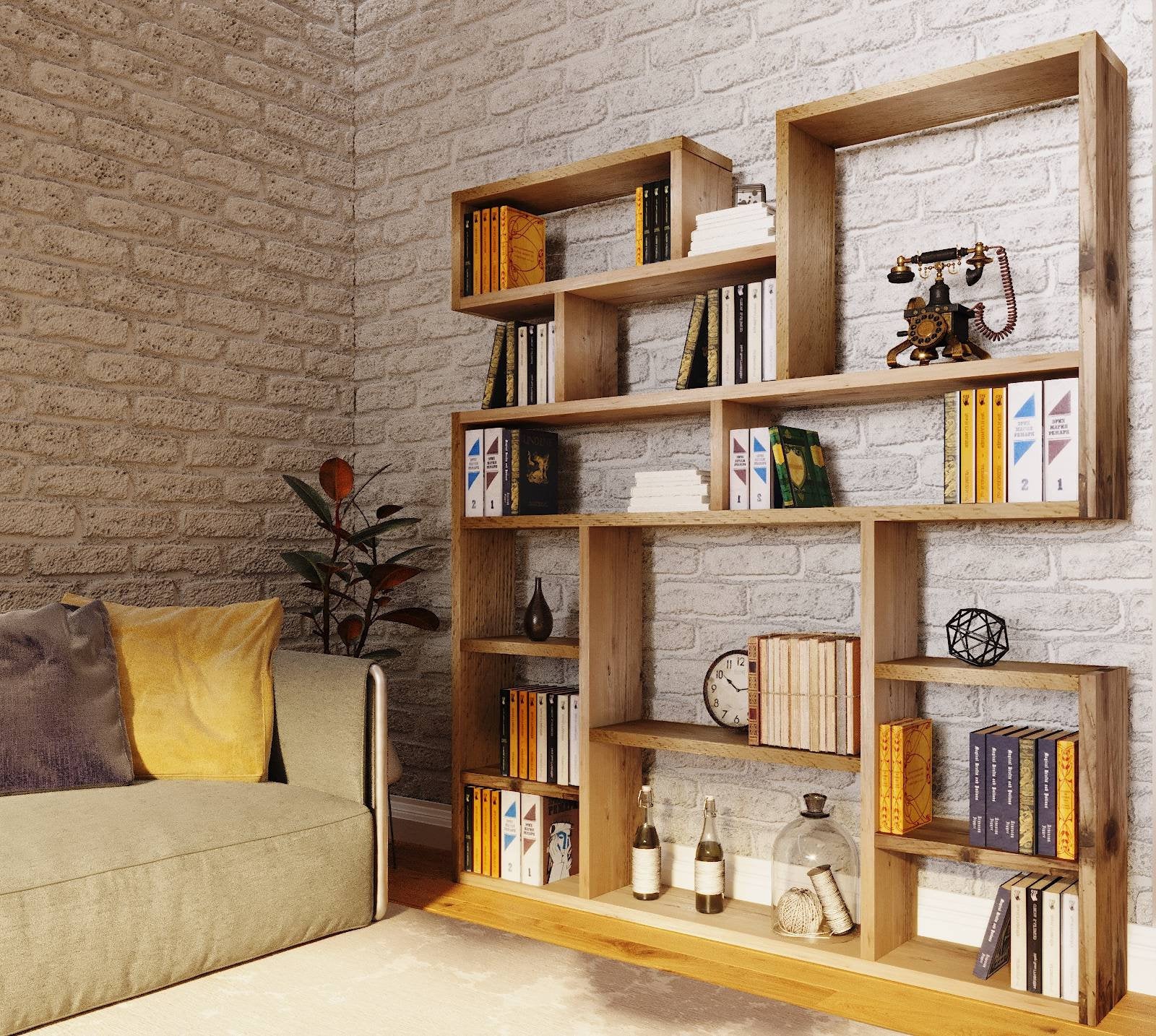 Custom Reclaimed Wood Bookcase | Rustic Scaffold Shelving Unit | Handmade Solid Timber Storage | Unique Industrial Style Book Shelf - gaps