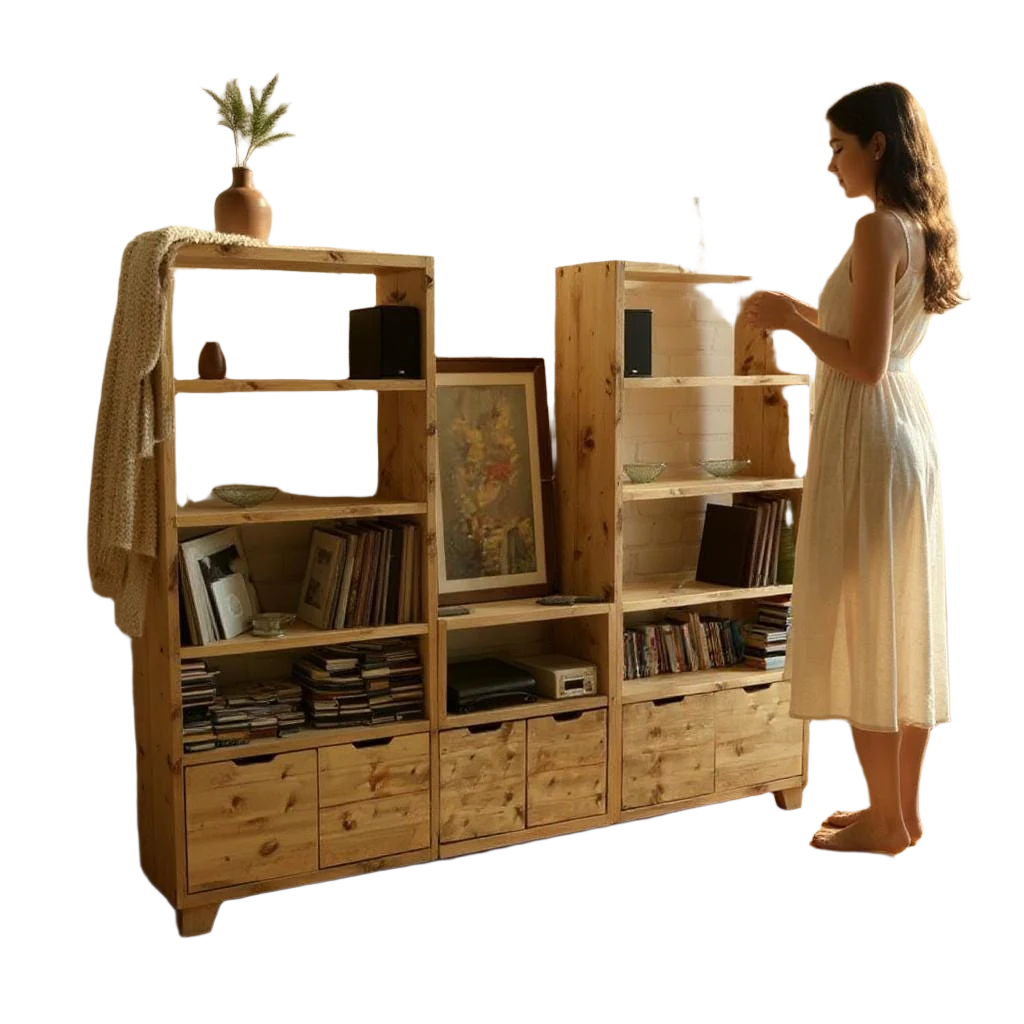Reclaimed Wood Bookcase / Shelving Units  - straightdrawbase