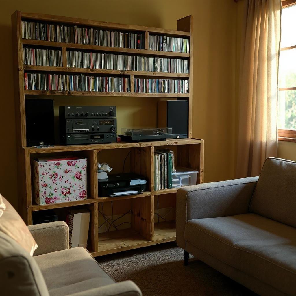 Reclaimed Wood Hifi records unit - hifi cd storage